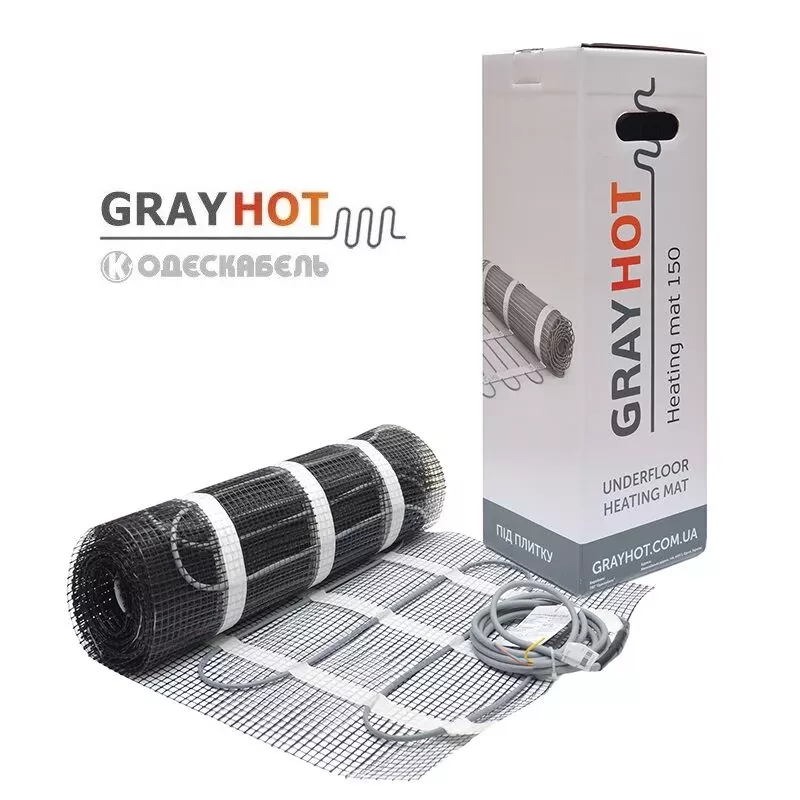 Электрический тёплый пол. Нагревательный мат GRAYHOT 150 Вт/м.кв. монтаж под плитку.
